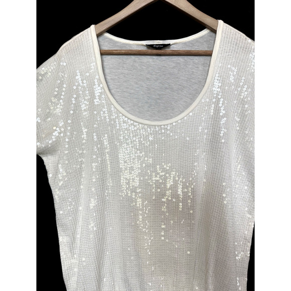 Express Womens Sequin Cocktail Blouse Size M Bling Office Siren Mob Wife Feminin - Picture 4 of 13